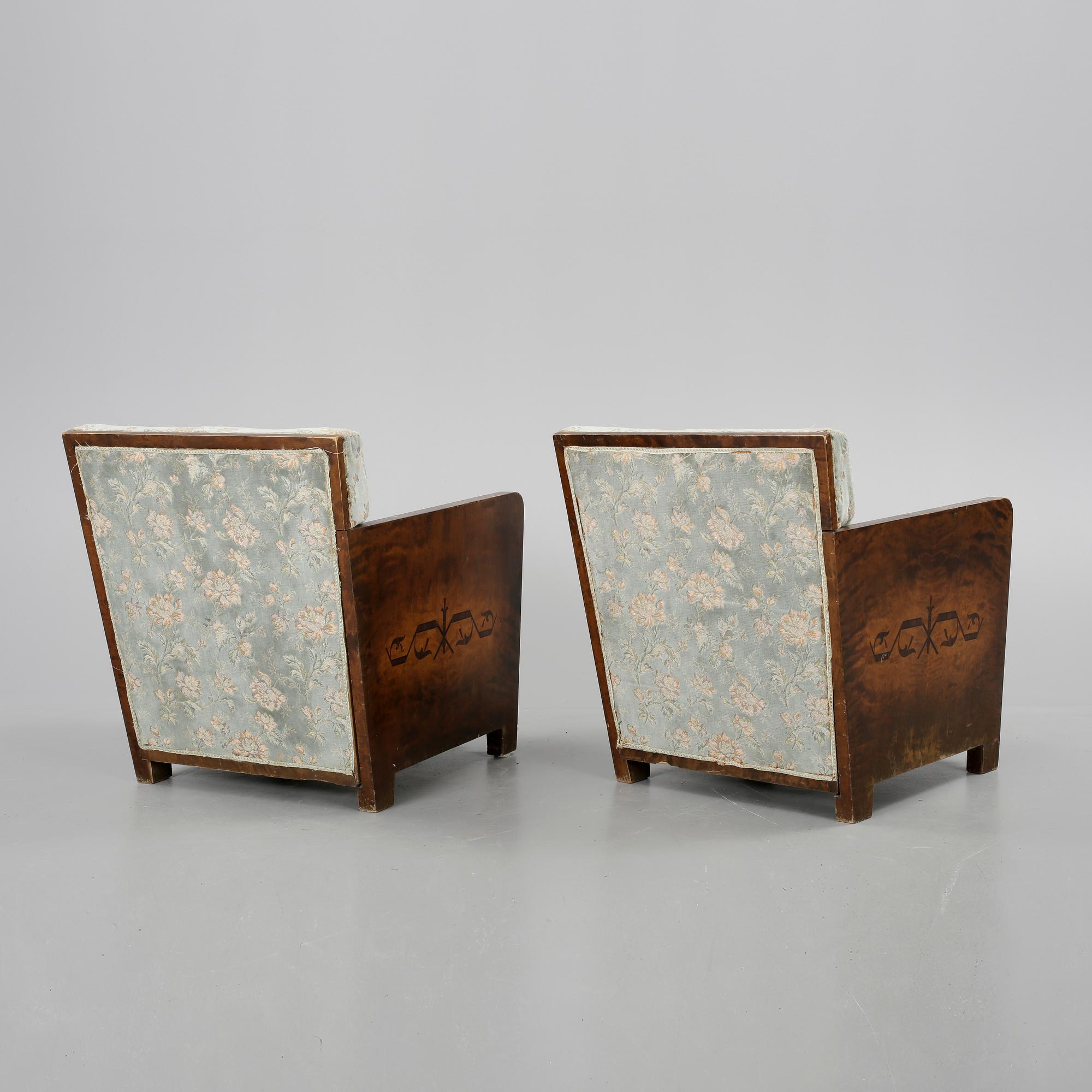FÅTÖLJER, ett par, art déco, 1920/30-tal.