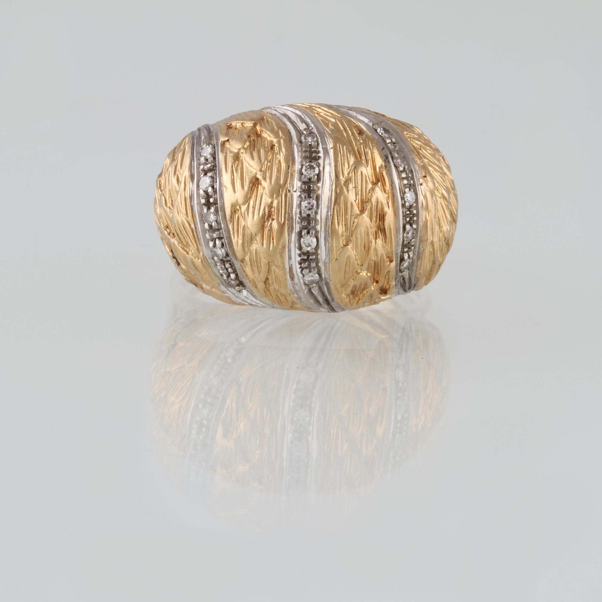 RING, 18K guld med åttkantslipade diamanter, importstämplad. Vikt 9,6 gram.