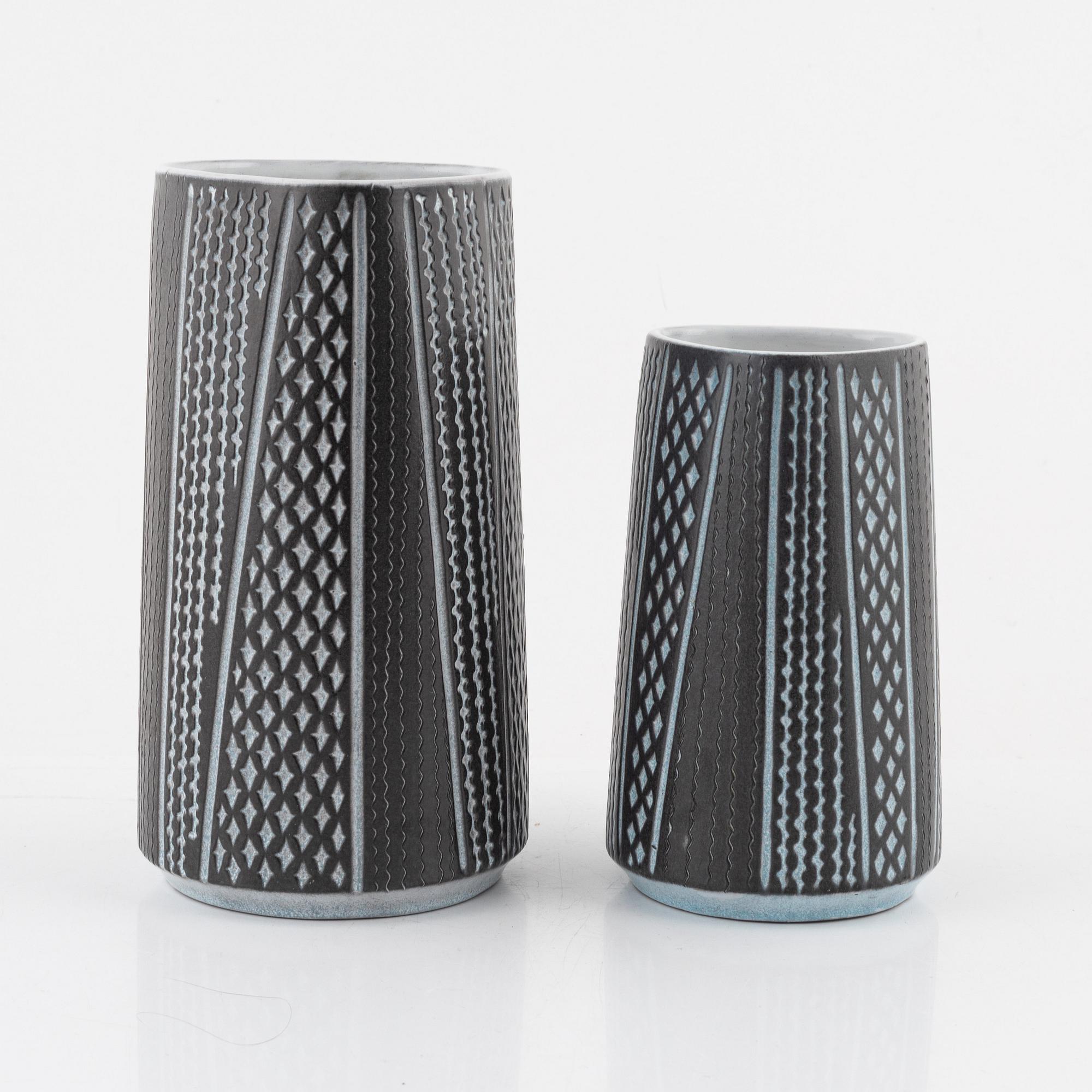 Mari Simmulson, two vases, Upsala-Ekeby.