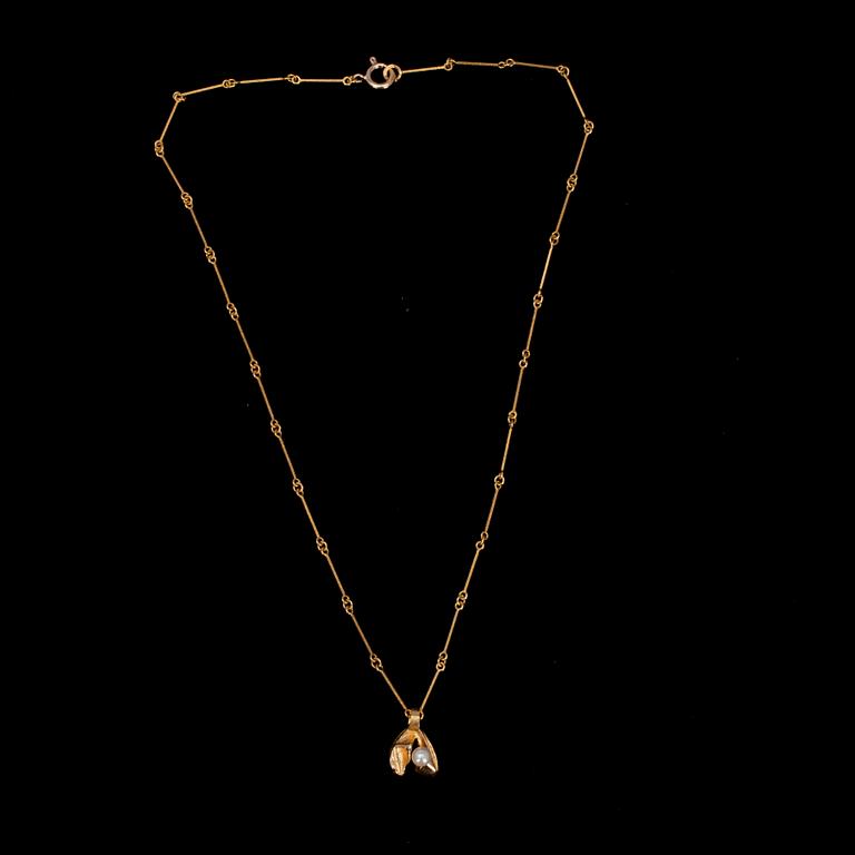 HÄNGSMYCKE, guld 14K med pärla, Björn Weckström, Lapponia 1979.