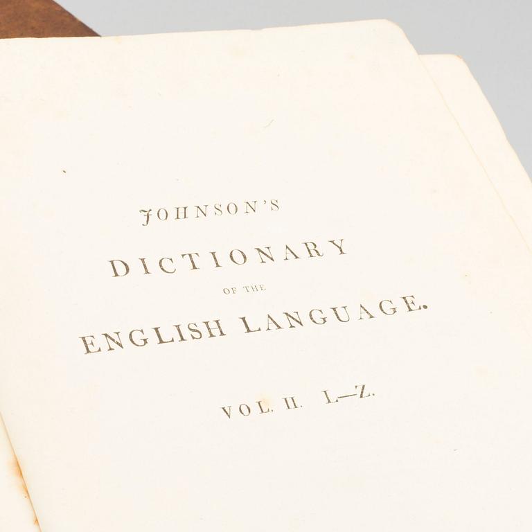 Johnson's Dictionary of the English Language, 2 vol, 10:e upplagan, tryckt Lake & Sons London  1810.