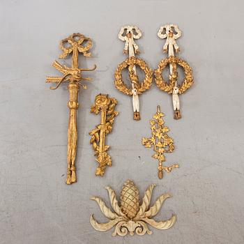 Six mid 20th century wood decorations from Paoletti, Firenze Italy.