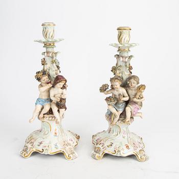 A pair of Meissen porcelain Candelabras early 1900s.