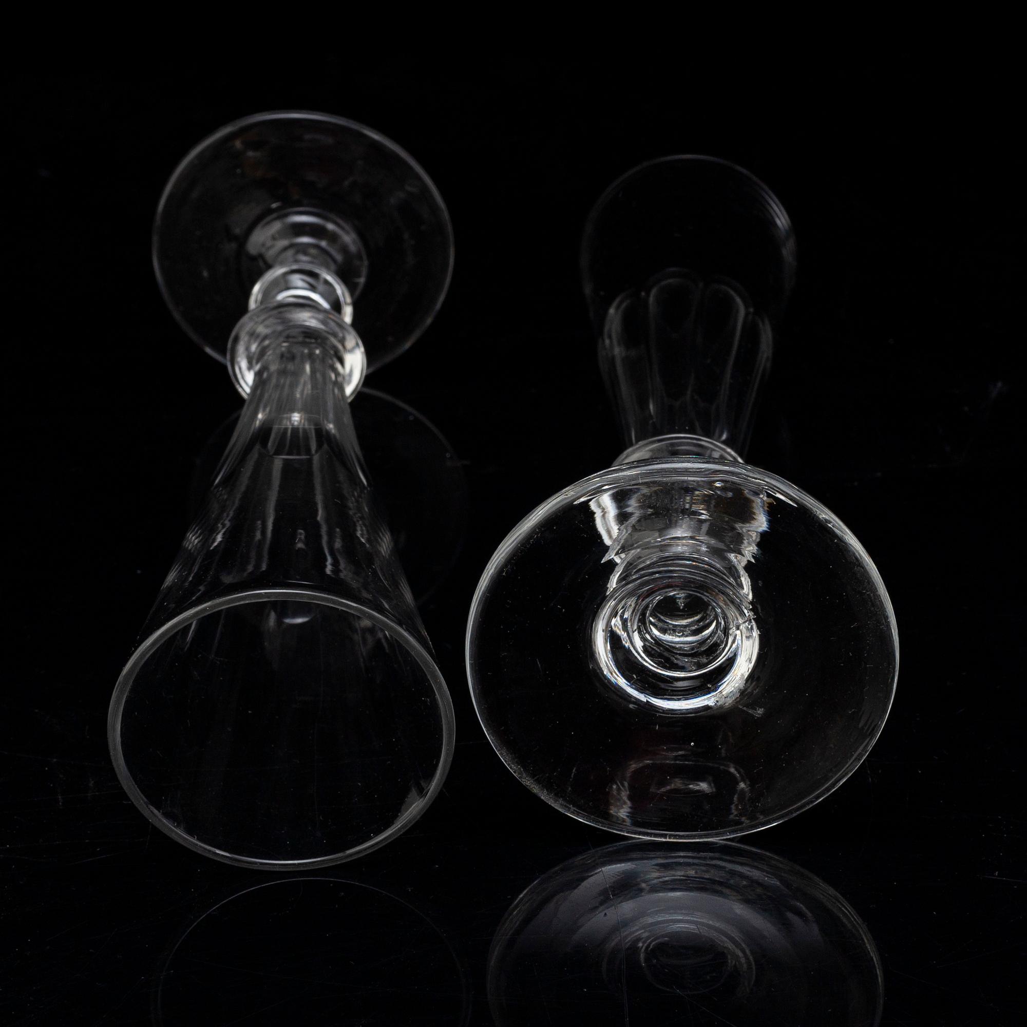 12 champagne glasses, early 20th century.