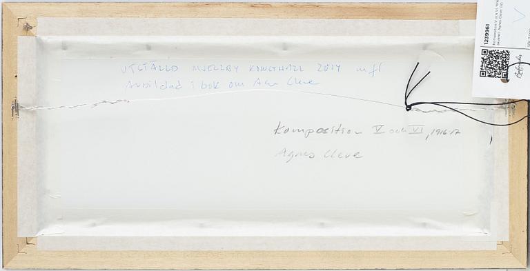 Agnes Cleve, water colours, 2, framed together, 1916-17, signed.