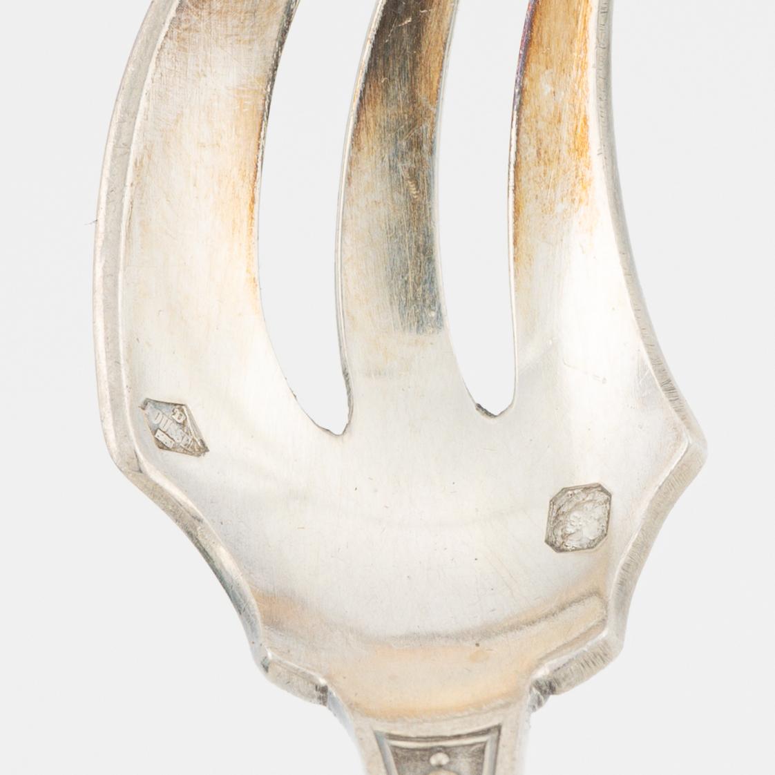 Claude Doutre Roussel, ostrongafflar, 12 st, silver, Paris, omkring 1900.