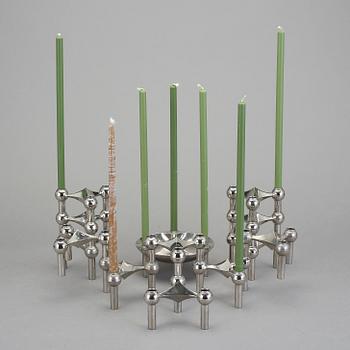 LJUSSTAKAR, 12+1 delar, vitmetall, Modell S 22, Ceasar Stoffi & Fritz Nagel, Tyskland, 1900-talets andra hälft.