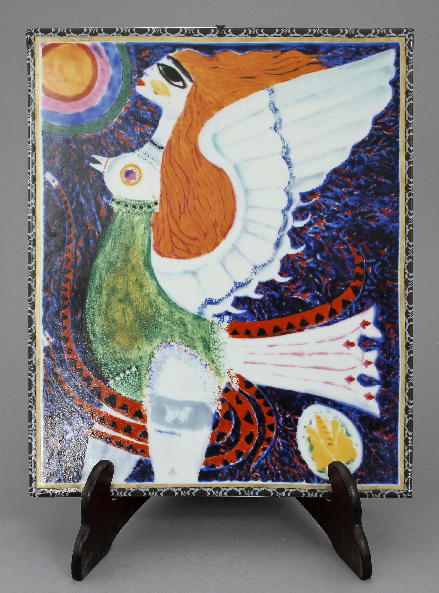 VÄGGPLAKETT, porslin, Max Walter Svanberg, Rörstrand, 1900-talets andra hälft.