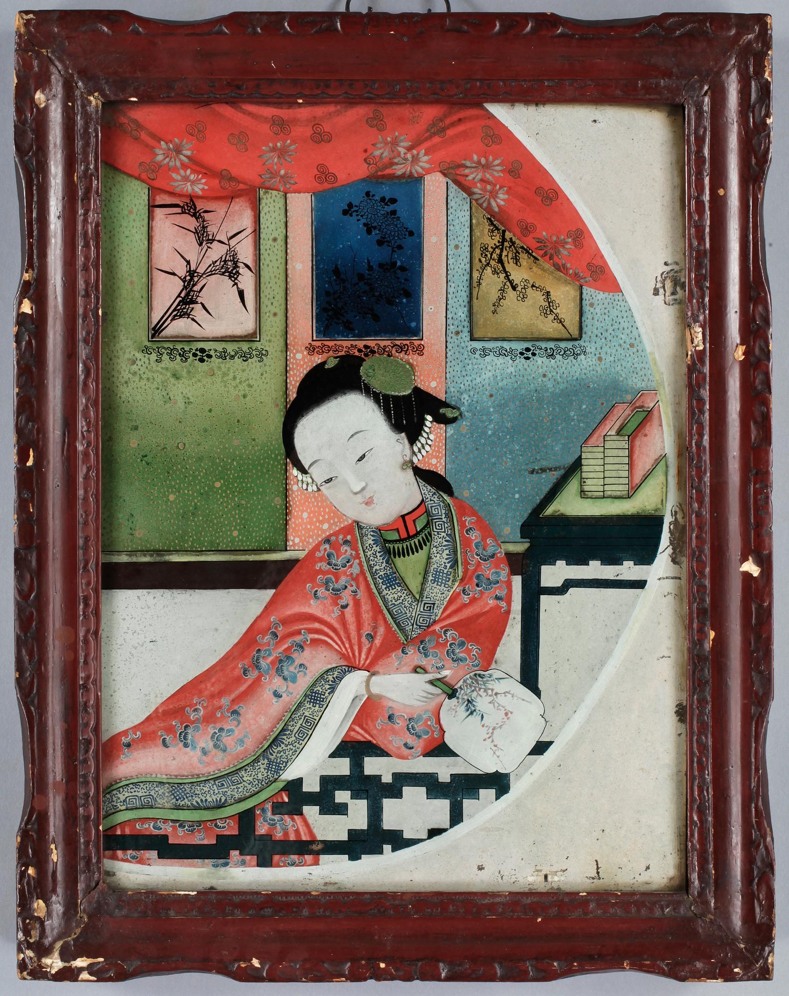 GLASMÅLNING, Kina, 1700/1800-tal.