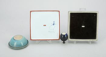 PARTI KERAMIK, 4 delar, bla "Domino", Stig Lindberg, Gustavsberg, 1900-tal.