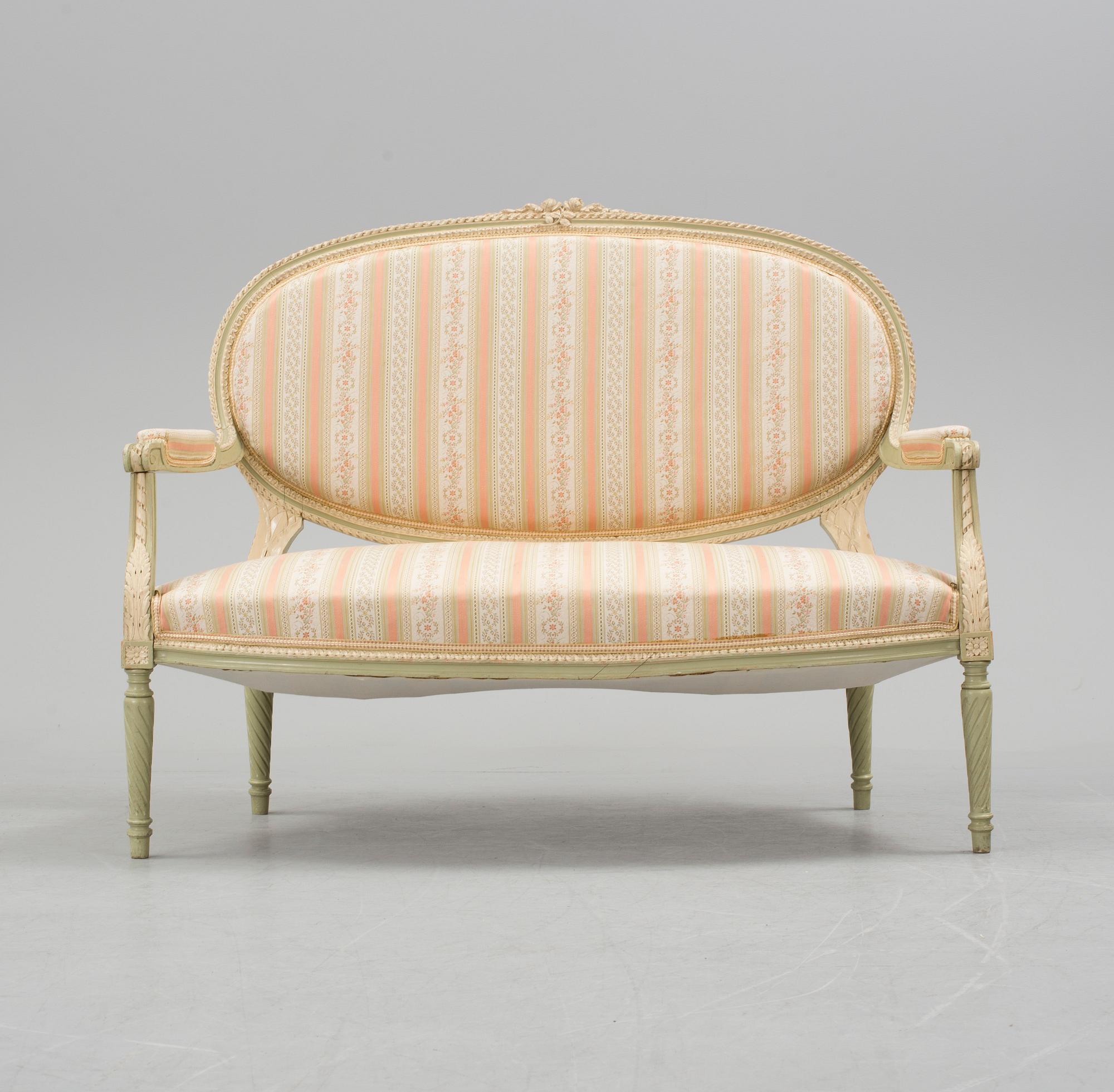 SALONGSGRUPP, 7 delar, gustaviansk stil, 1900-talets början.