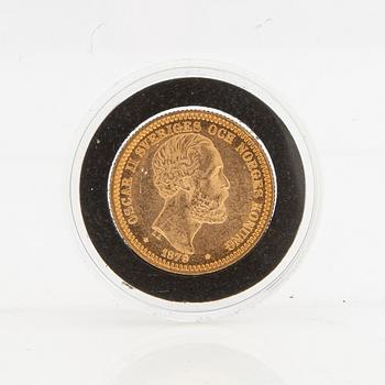 Gold coin Sweden, Oscar II 20 kr, 1879.