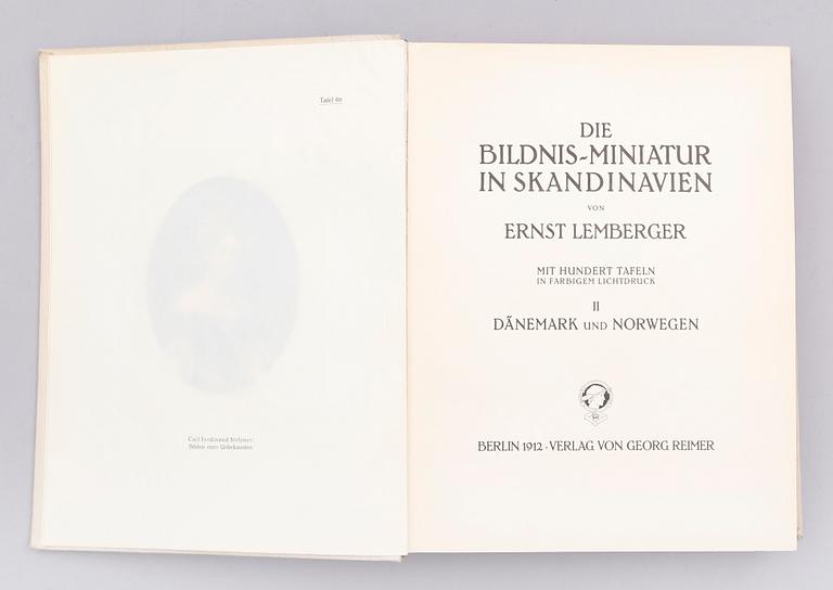 BÖCKER, 2 vol, Die Bildnis-Miniatur in Skandinavien von Ernst Lemberger, Berlin 1912.