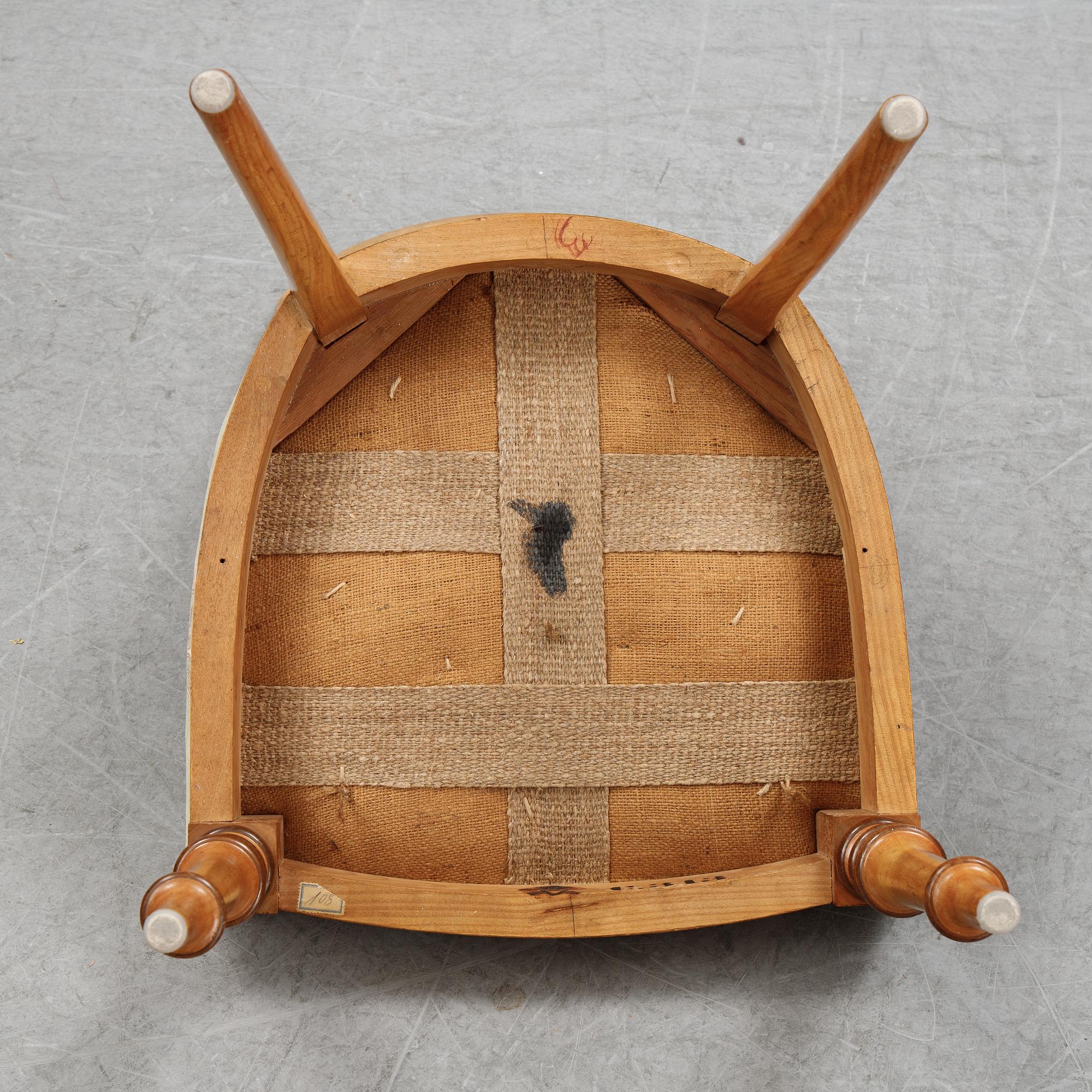 A set of six Danish Royal elm wood chairs, second half of the 19th Century.