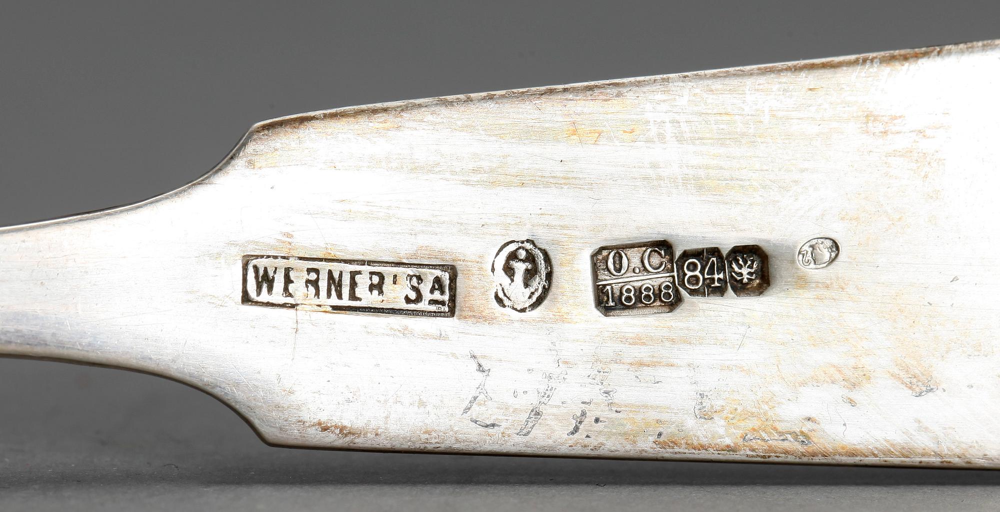 BESTICK, 3 delar, silver, Werner Sa, Ryssland 1888. Tot ca 149 gram.
