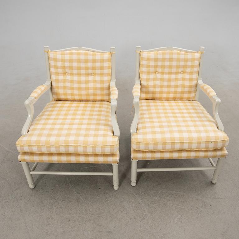 Karmstolar, ett par, Gustaviansk stil, sk Gripsholmsfåtöljer, 1900-talets andra hälft.