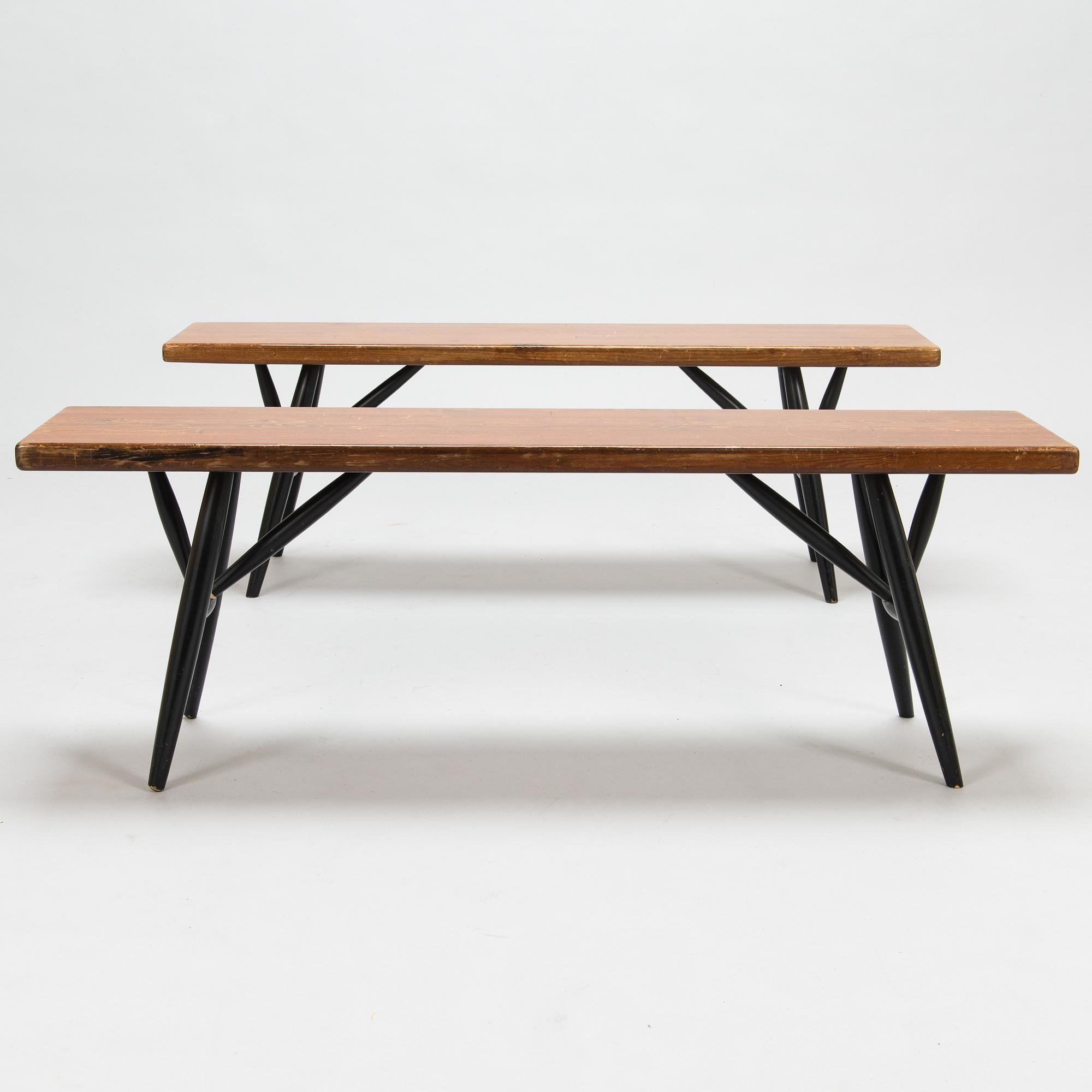 Ilmari Tapiovaara, 1960's 'Pirkka' dining table and benches for Laukaan Puu.