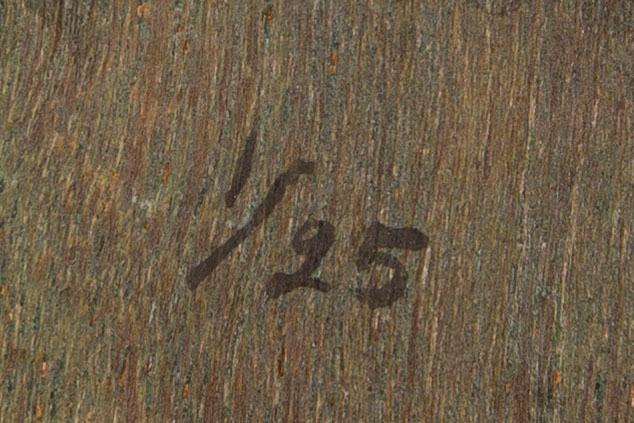 Lennart Aschenbrenner, a signed and numbered bronze and serigraph on wood.
