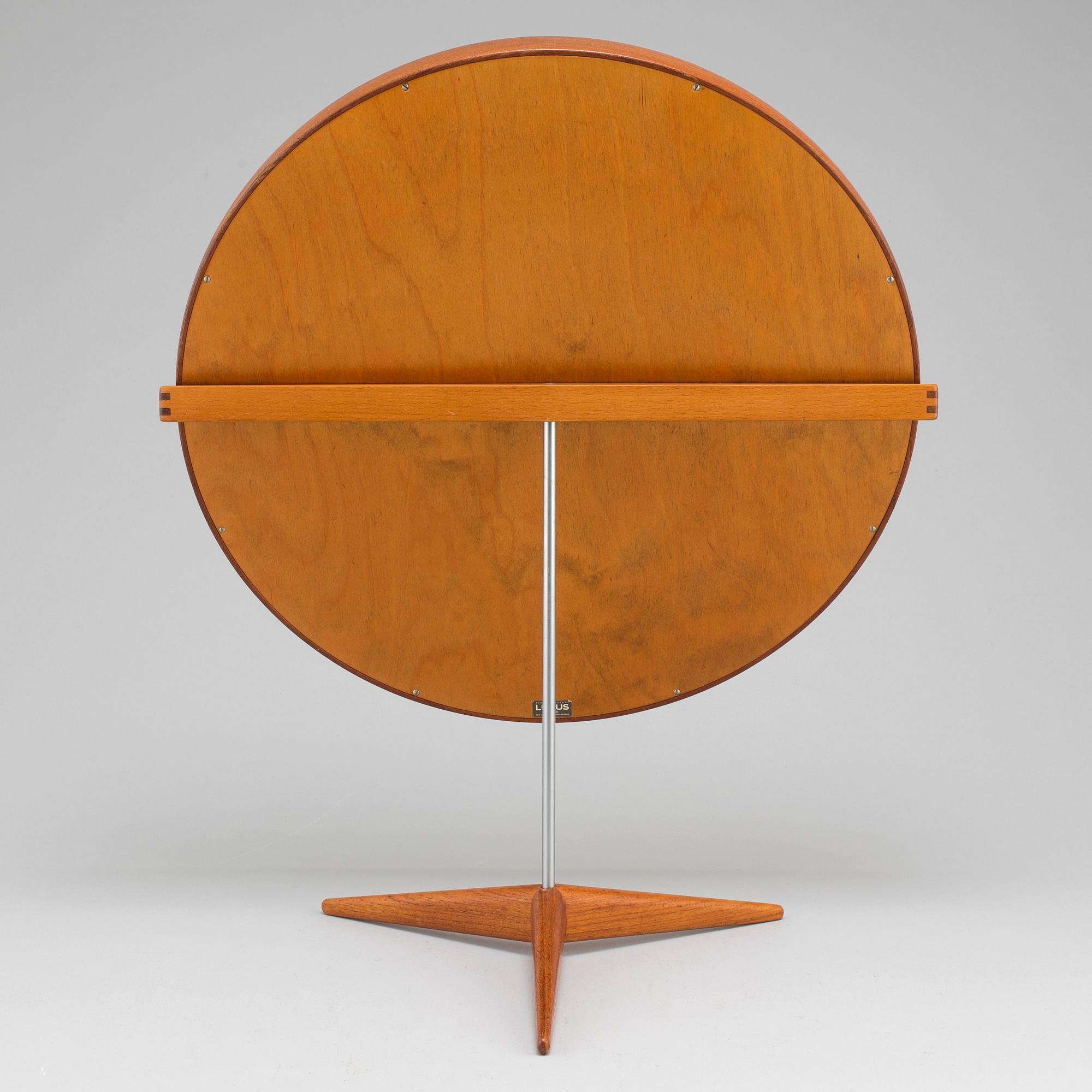 A teak table mirror by Uno and Östen Kristiansson for Luxus, Vittsjö.