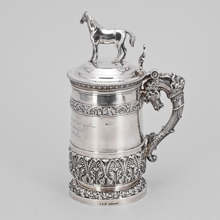 DRYCKESKANNA, silver, senempire, Gustaf Möllenborg Stockholm 1845. Vikt ca 950 gram.