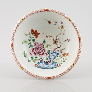 A famille rose bowl, Qing dynasty, 18th century.