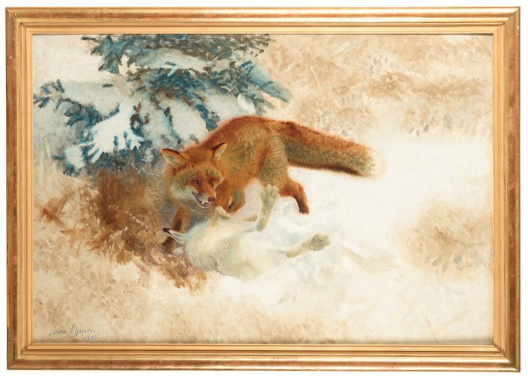 Bruno Liljefors, Fox with hare.