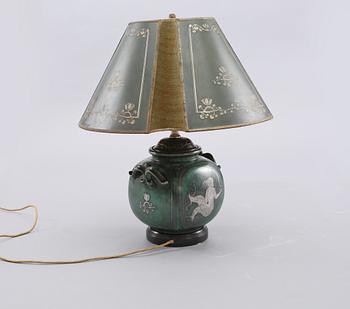 BORDSLAMPA, stengods, troligen "Argenta", Wilhelm Kåge, Gustavsberg, omkring 1900-talets mitt.