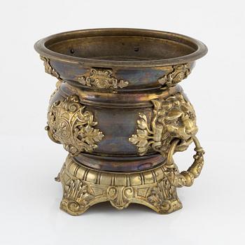 A renaissance style brass pot, around 1900.