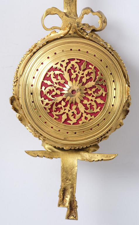 A French Louis XVI-style gilt-bronze cartel clock, 19th century.