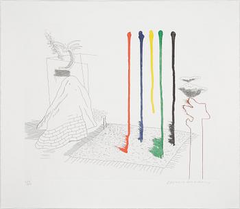 David Hockney · DAVID HOCKNEY, etsning, "I Say They Are", 1976/77, ur portfolion med 20 etsningar, The Blue Guitar, sign o numr 175/200.