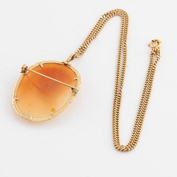 Shell cameo necklace, bracelet and ring.