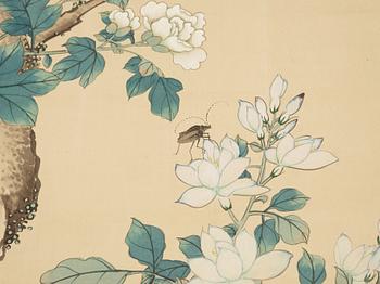 Hand-painted silk wallpaper, presumably late Qing dynasty/Republic era, early 20th century.