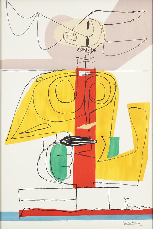 Le Corbusier, color lithograph, signed in print and monogram signed and dated 17-2-63 in print.