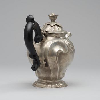 A Rococo pewter tea-pot by S Pilström 1779.