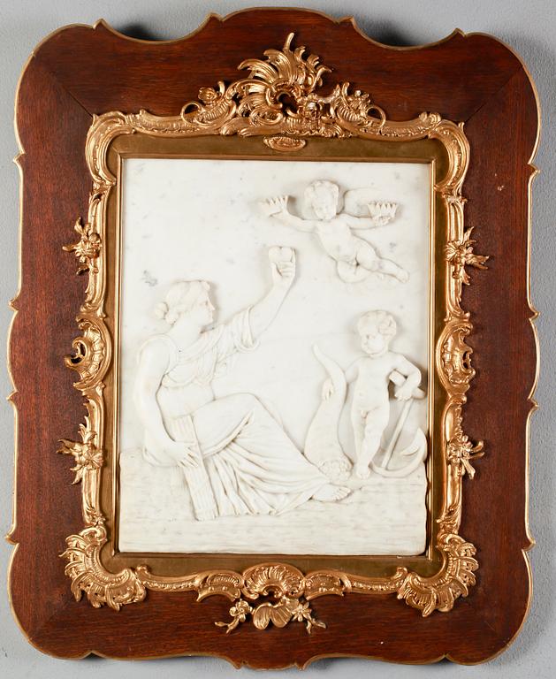 VÄGGRELIEF, marmor, omkring år 1900.