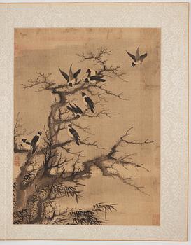 An album with 12 paintings by Qing dynasty artists, circa 1900. Attributed to Zhang Jian, Shou Ping, Yang Jin, after.