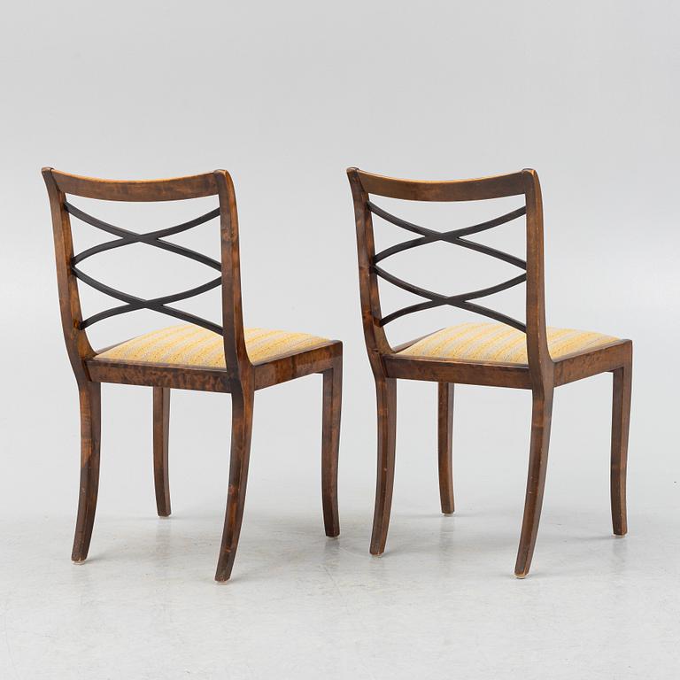 Carl Malmsten, a pair of Swedish Grace chairs, Svenska Möbelfabrikerna Bodafors, 1920's.