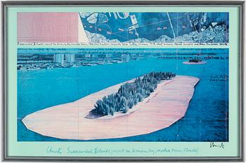 an offset print by Christo & Jeanne-Claude, with a textile application, signed.