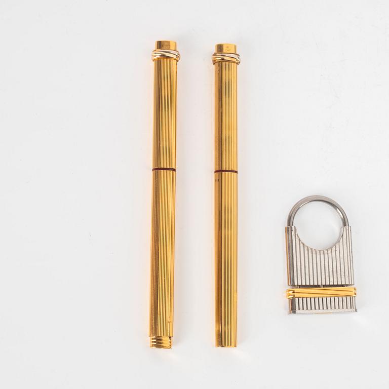 Cartier, kulspetspennor, 2 st samt nyckelring.