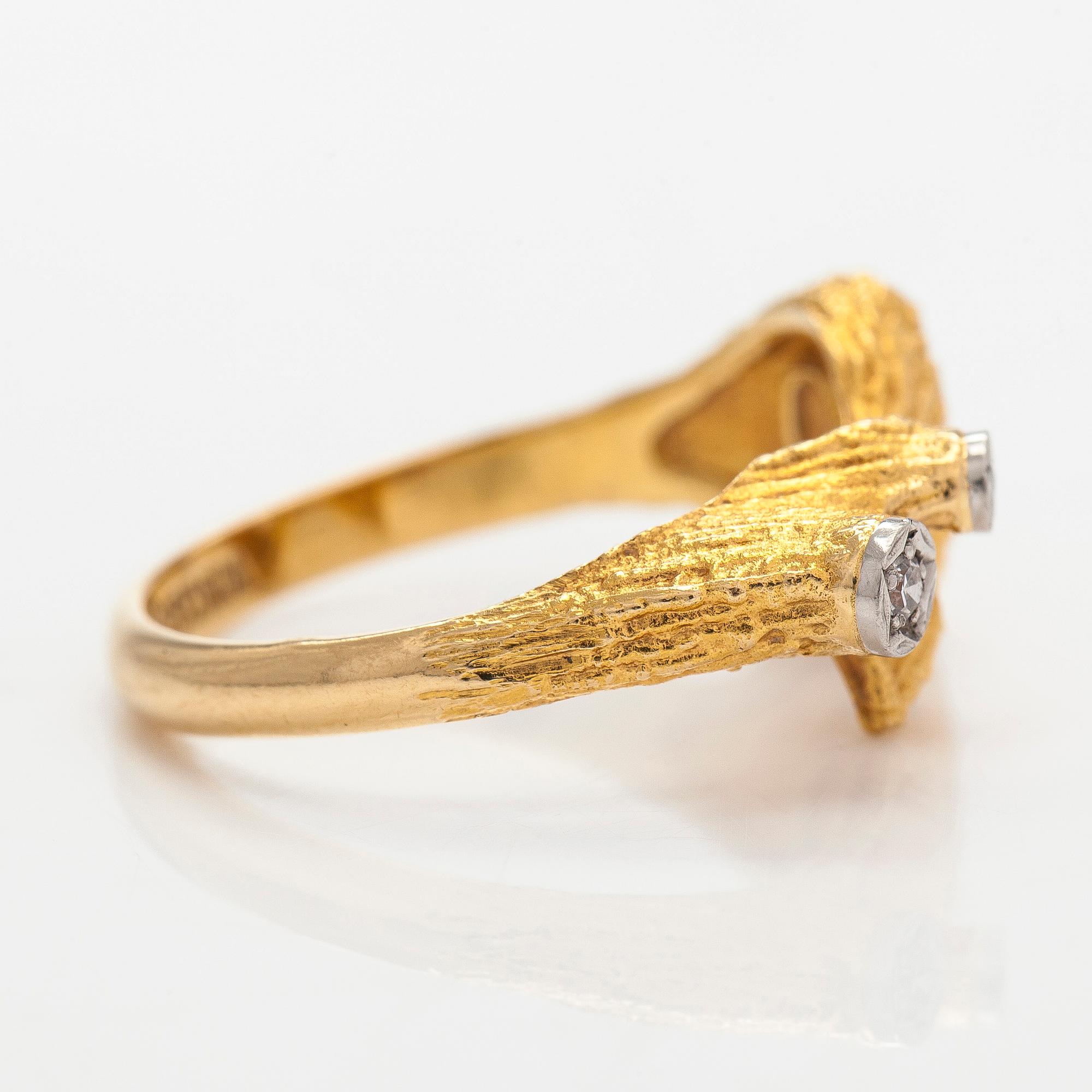 Björn Weckström, an 18K gold and eight-cut diamond ring 'Diamond Peaks', Lapponia 1975.