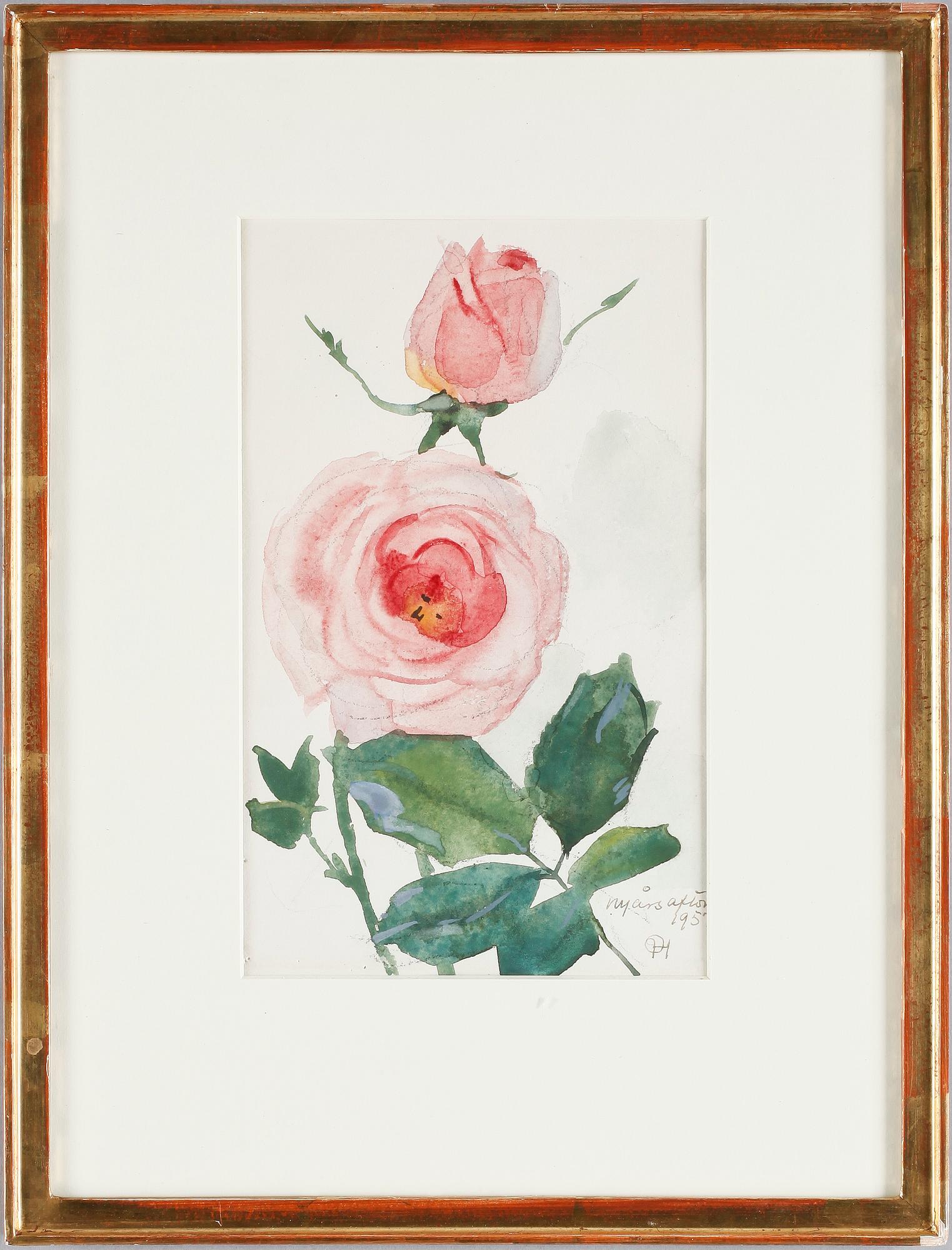 OLLE HJORTZBERG, akvarell, Monogramsignerad OH och daterad nyårsafton 1953.