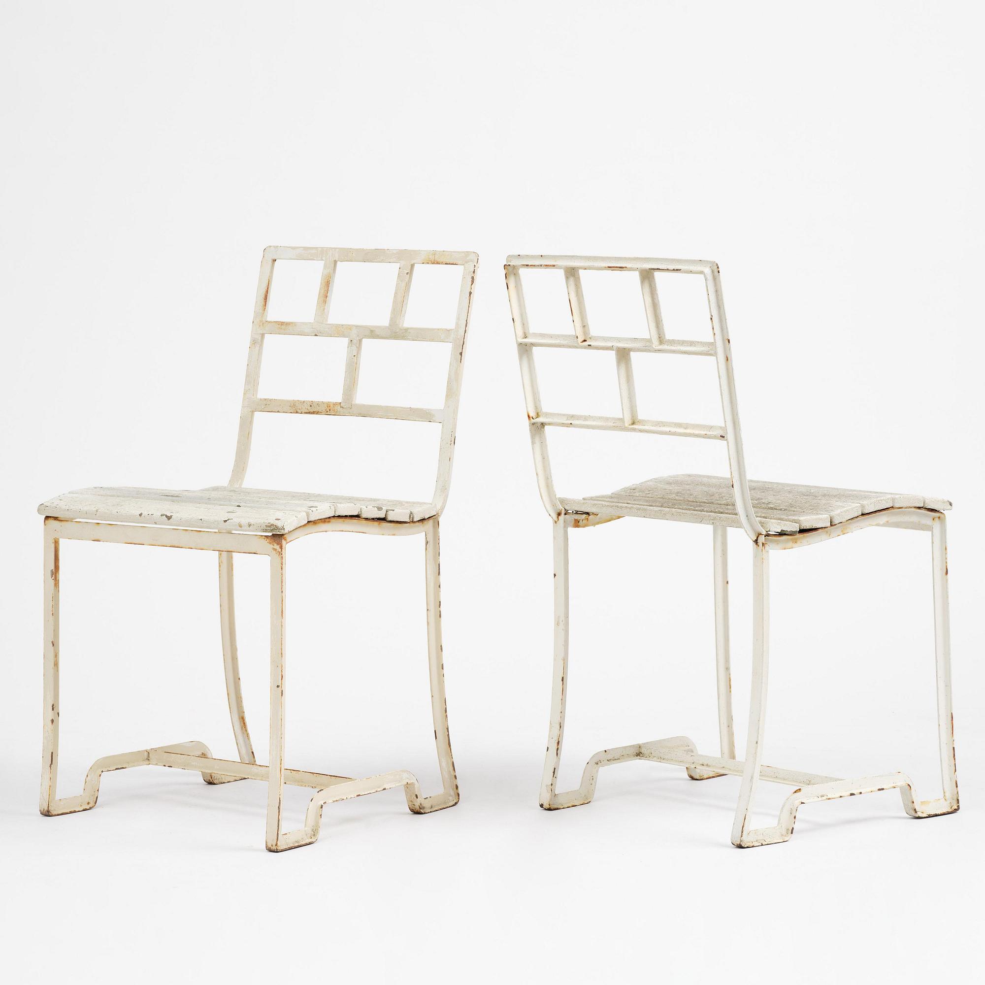 Carl Hörvik, a garden furniture set, a table and four chairs, possibly produced by Thulins vagnfabrik, Skillingaryd, Sweden.