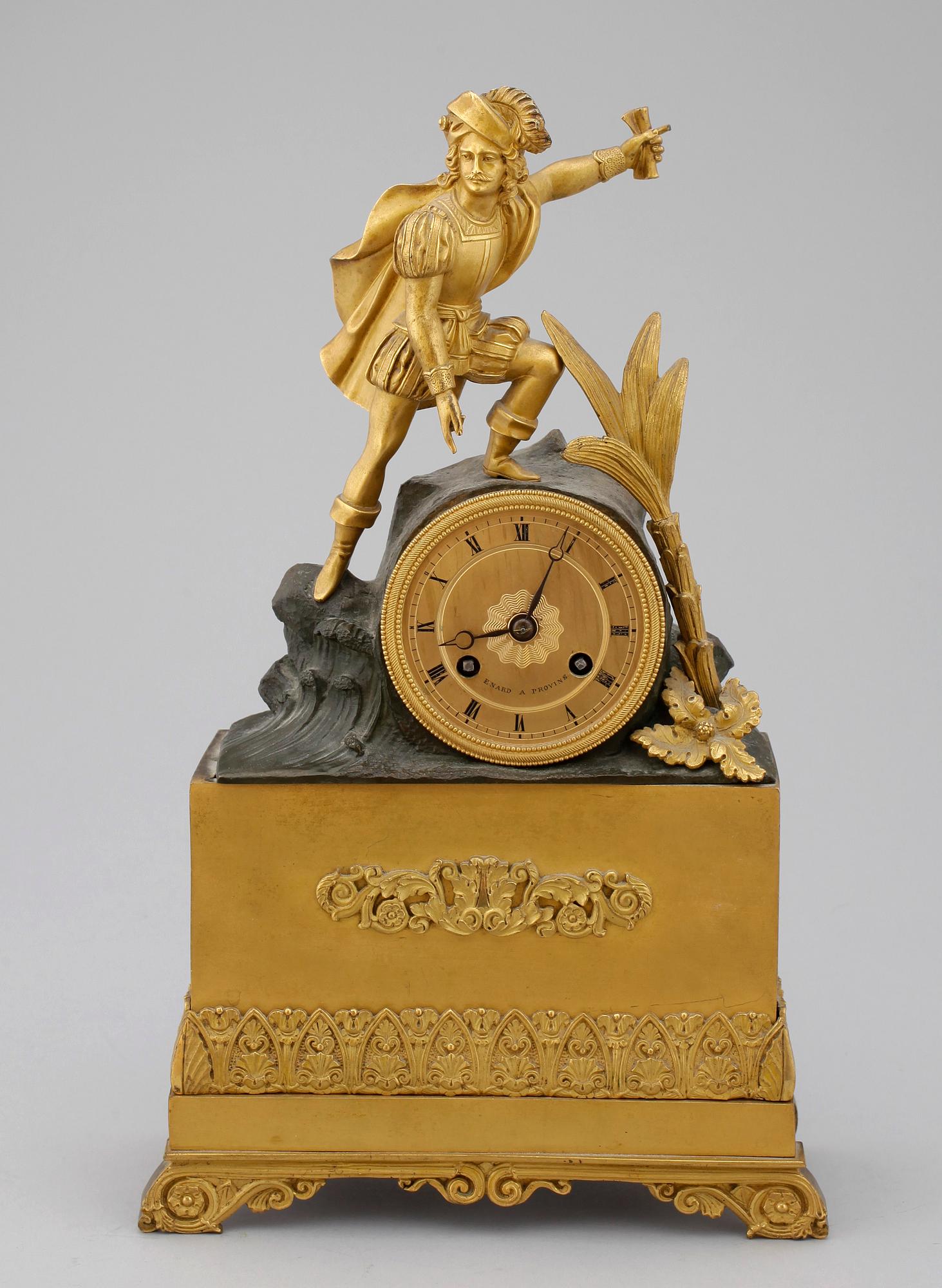 BORDSPENDYL, senempire. brons samt mässsing. 1800-talets första hälft /mitt.