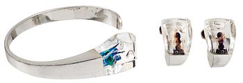 693. A Björn Weckström bangle and earrings by Lapponia, Finland 1976.