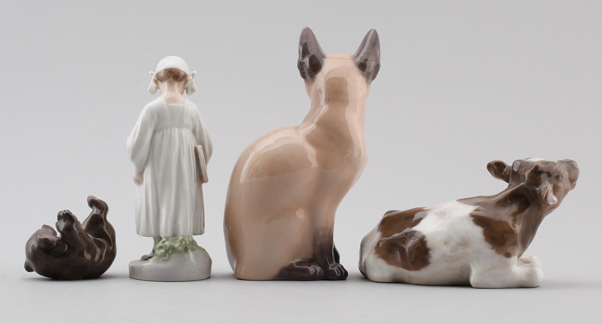 FIGURER, 4 st, porslin, Royal Copenhagen, Danmark.