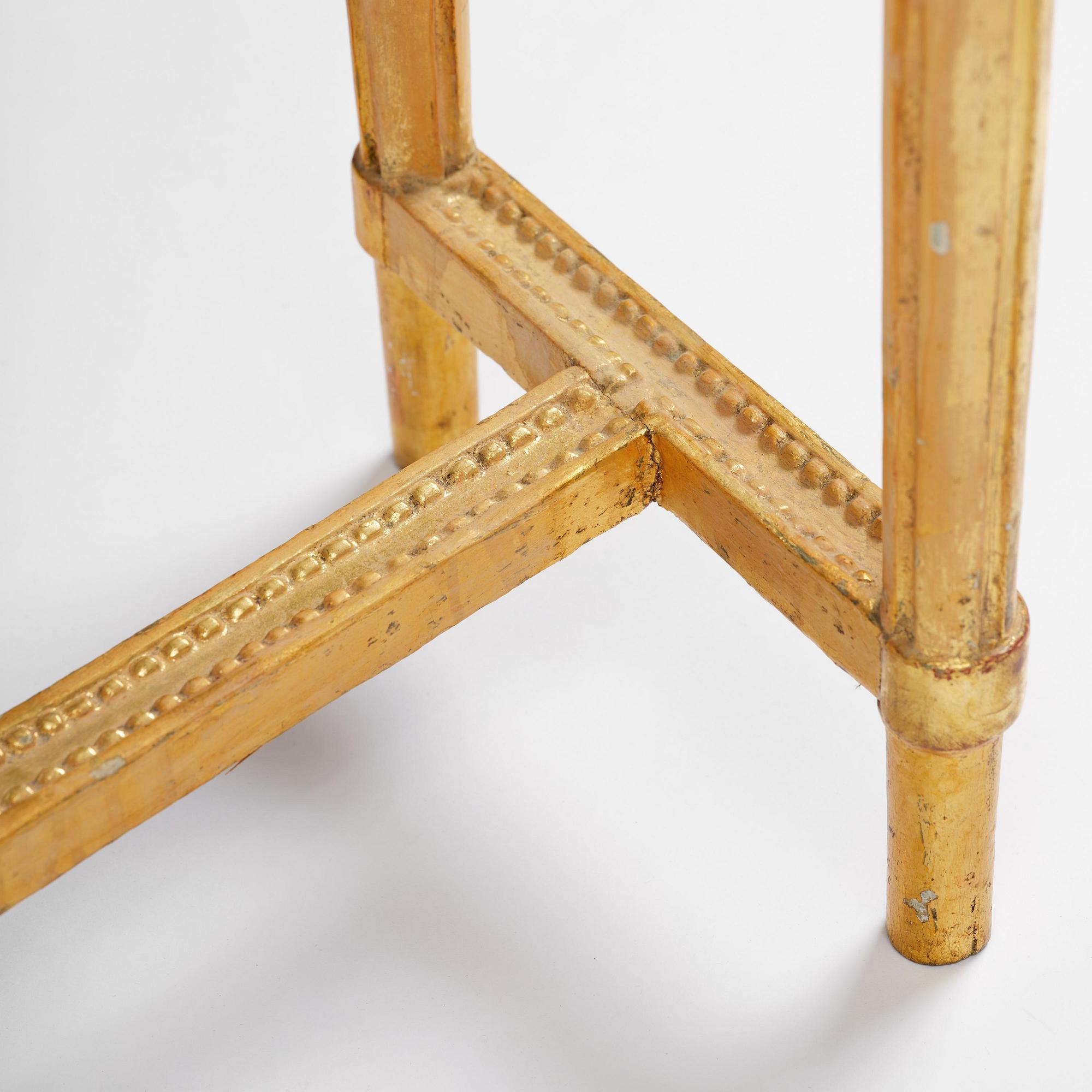 A Gustavian giltwood and Kolmårdsmarble-top console table, Stockholm, late 18th century.