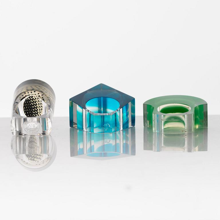 Siv Lagerström, three acrylic rings, 1970s.