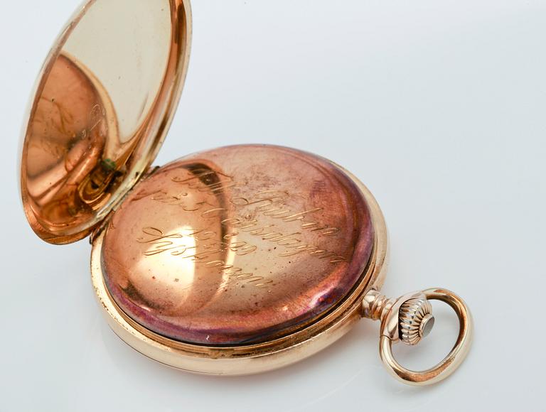 FICKUR, 14K guld, märkt JCM, J Cacame Robert, Schweiz, savonett, tidigt 1900-tal.