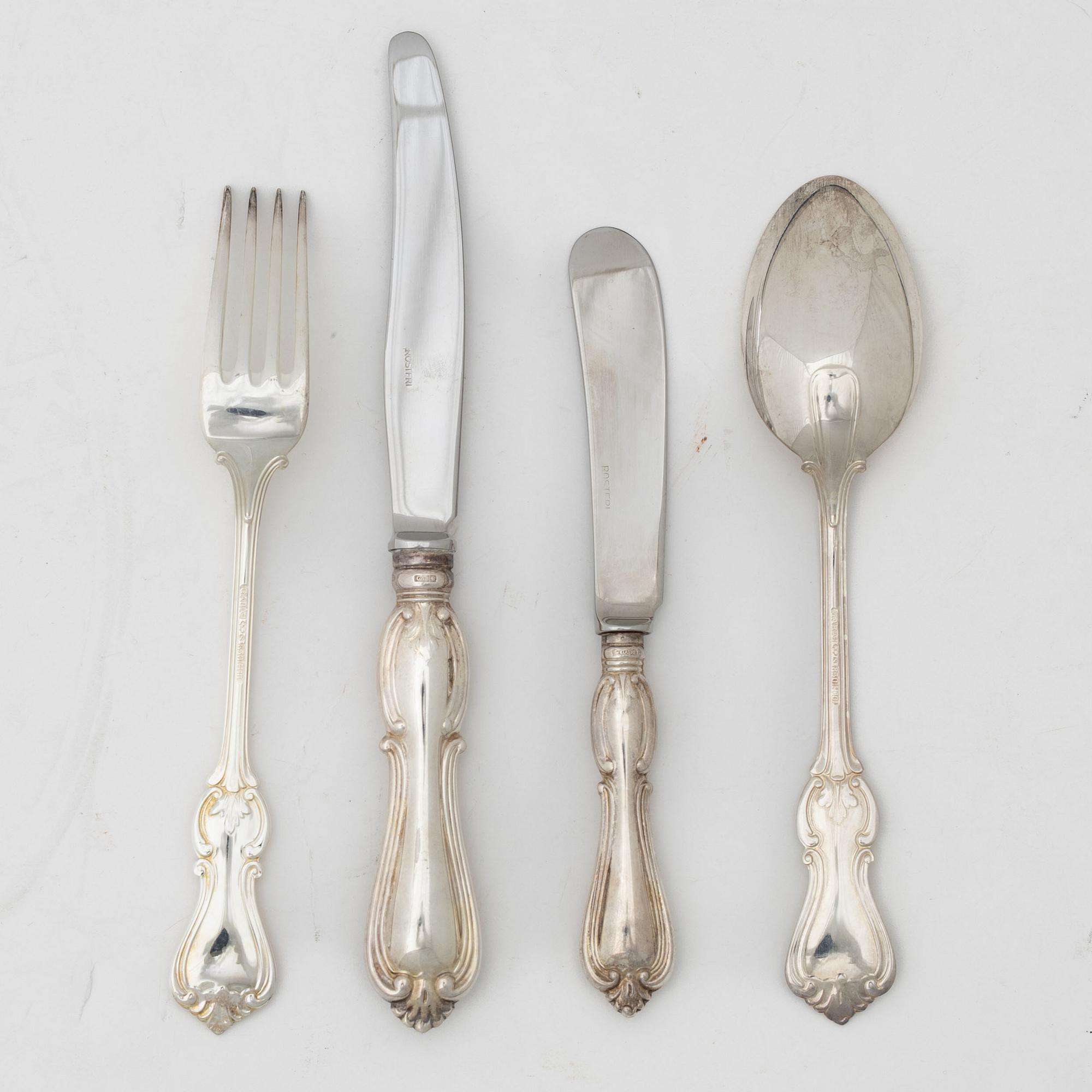 A 19-piece Swedish silver cutlery set, model 'Olga', GAB, Eskilstuna 1982.