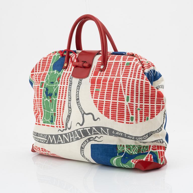 Firma Svenskt Tenn, a 'Manhattan' fabric and leather bag.